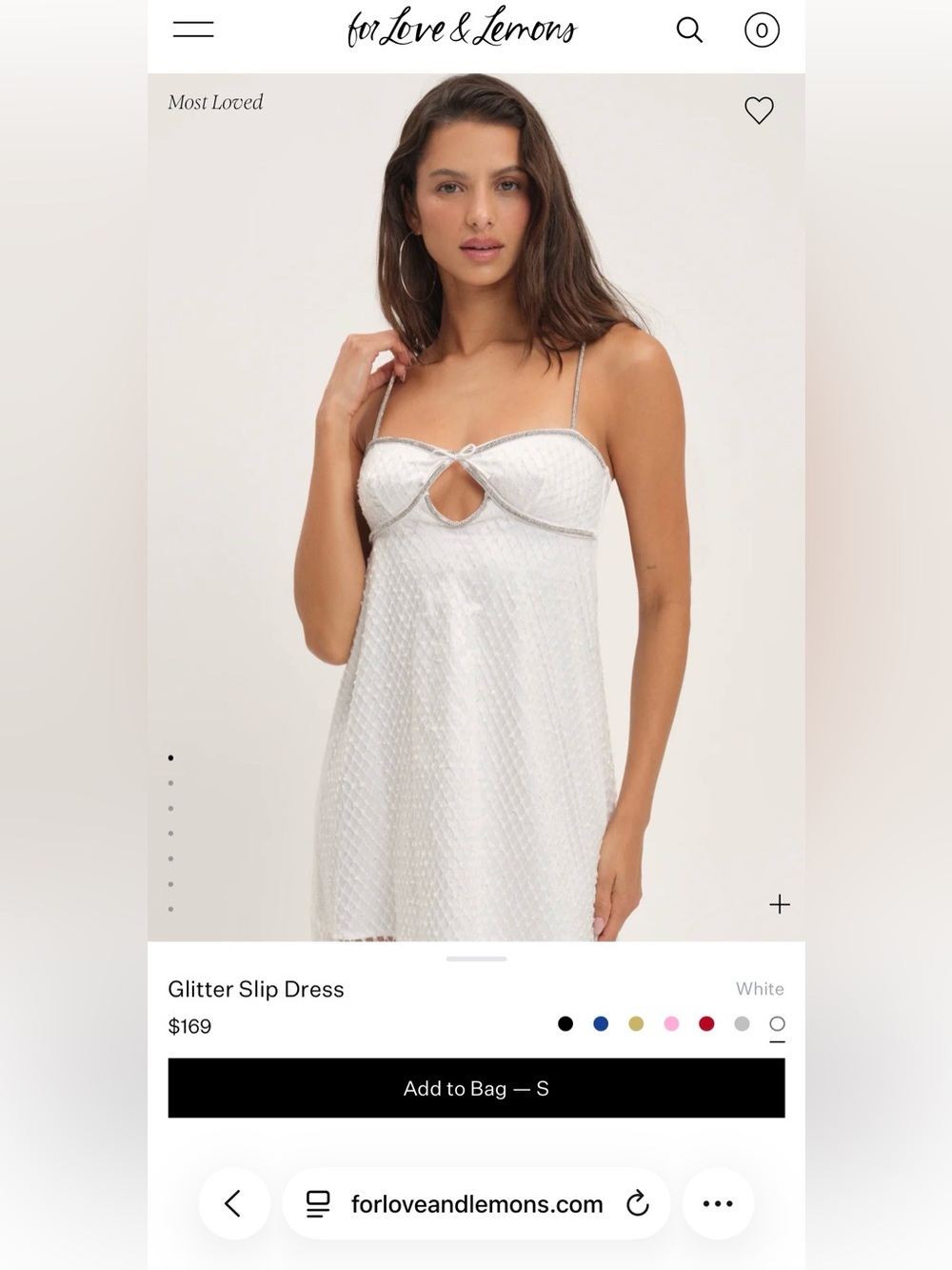 For Love & Lemons White Glitter Slip Dress
